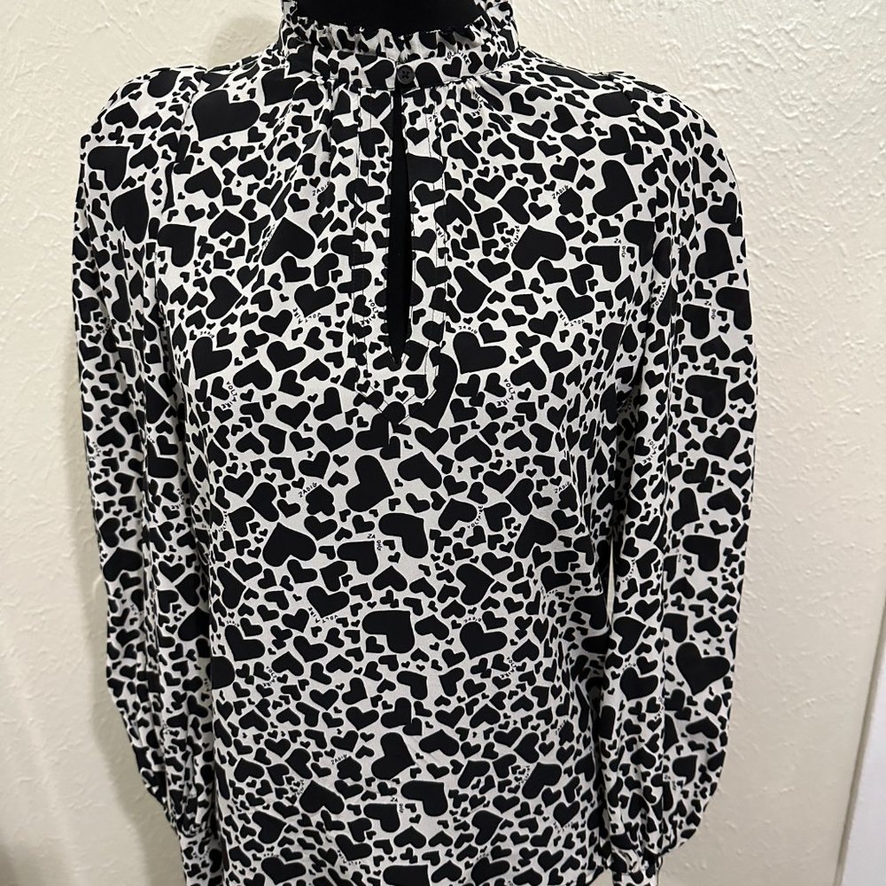 Zadig and Voltaire Titus Print Coeur Silk Chemise Hearts